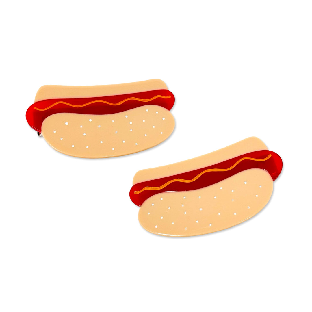 Hot Dog Alligator Hair Clip Set