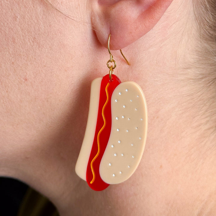 Hot Dog Acetate Earrings