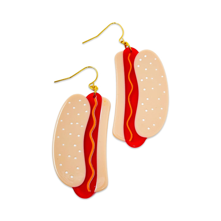 Hot Dog Acetate Earrings