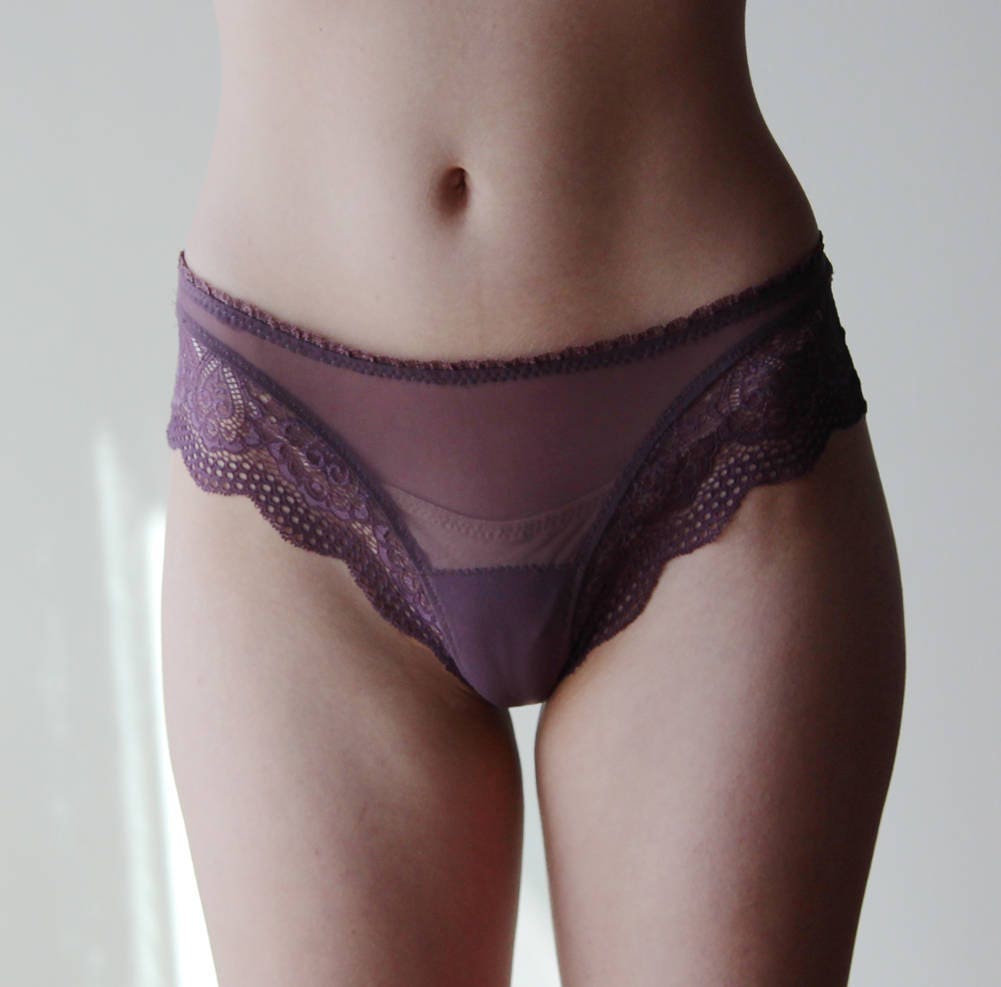 2 pairs of sheer mesh panties with lace trimmed legholed