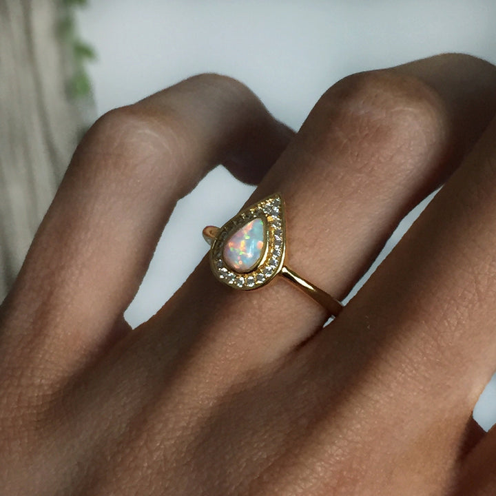 The Starlight Teardrop Opal Ring