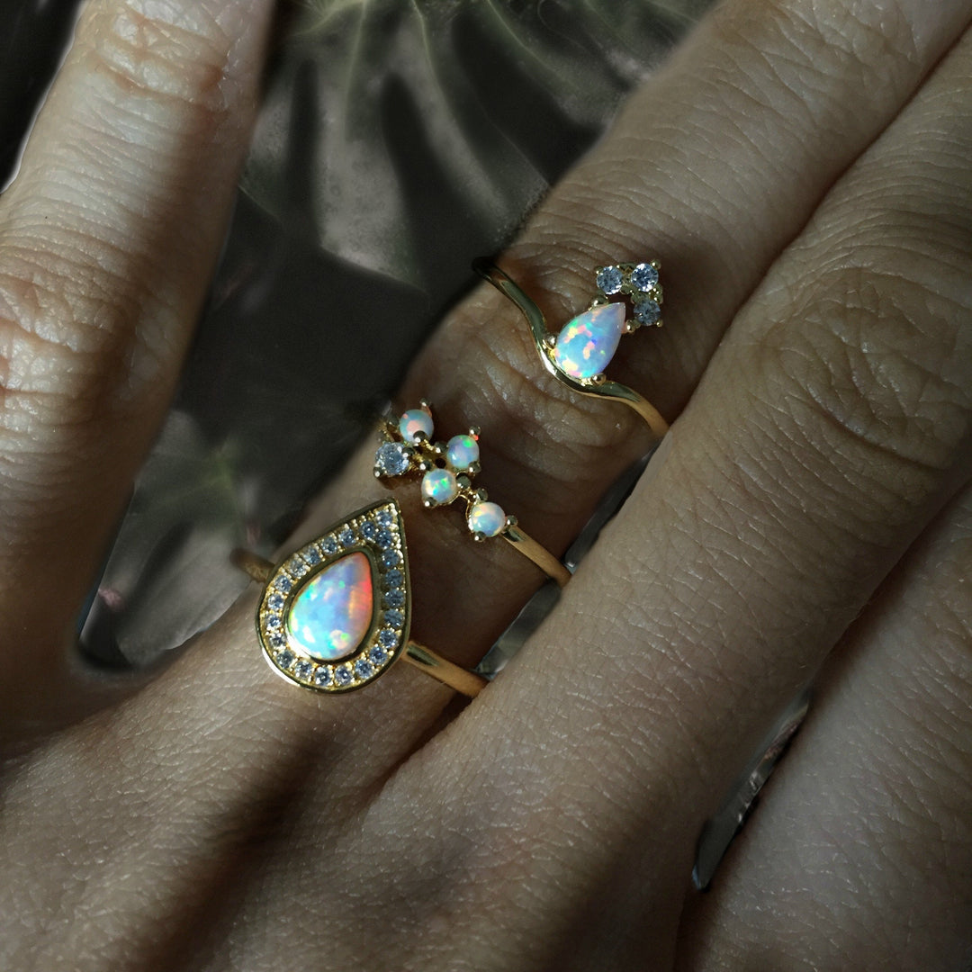 The Starlight Teardrop Opal Ring