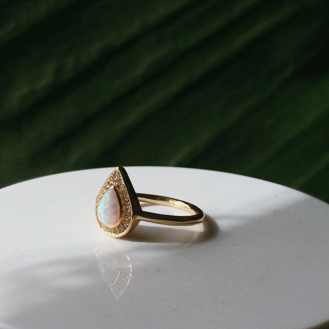 The Starlight Teardrop Opal Ring