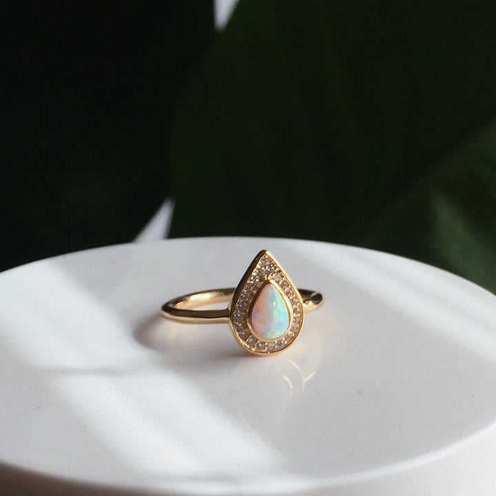 The Starlight Teardrop Opal Ring