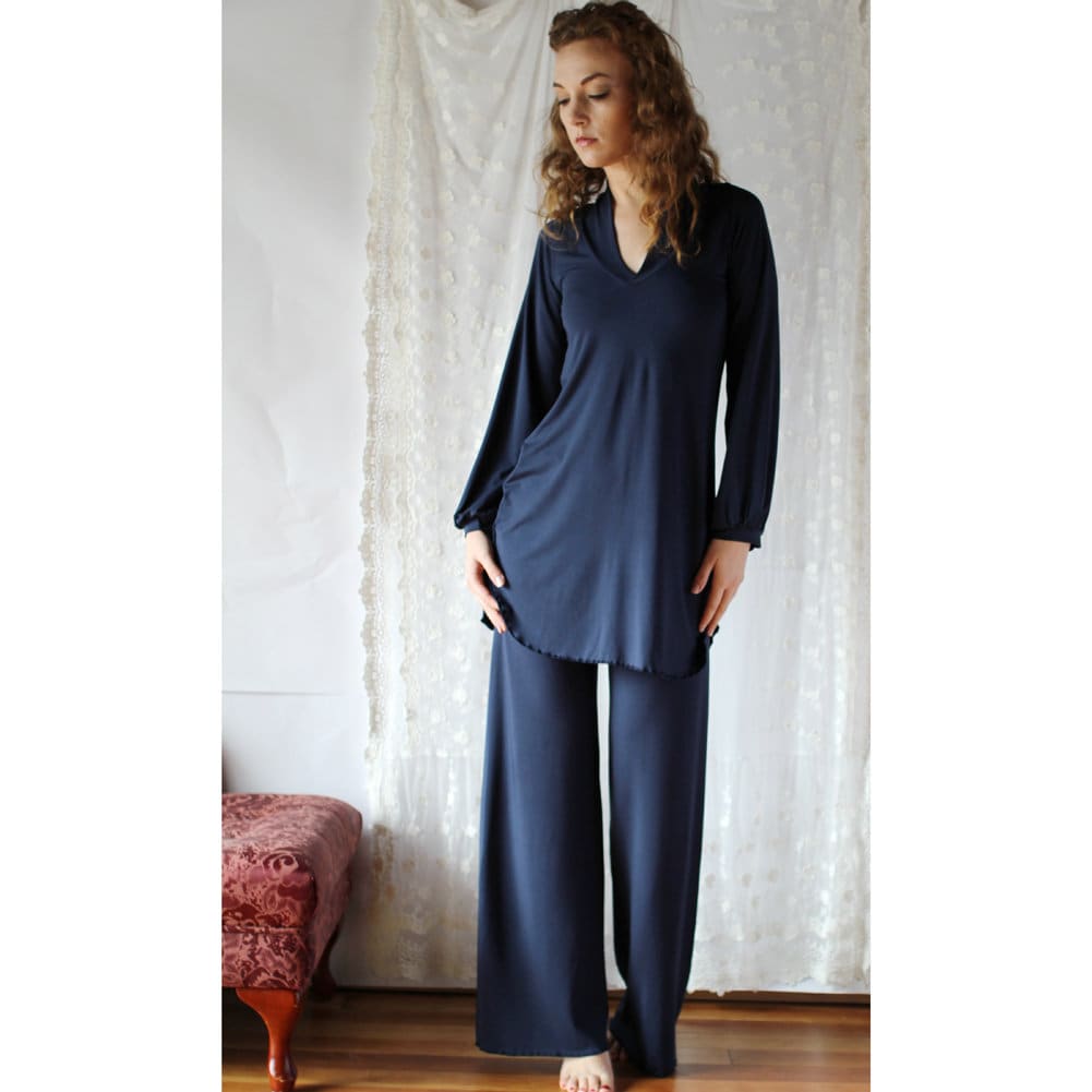 Bamboo Pajama Set including Tunic and Wide Leg Pants