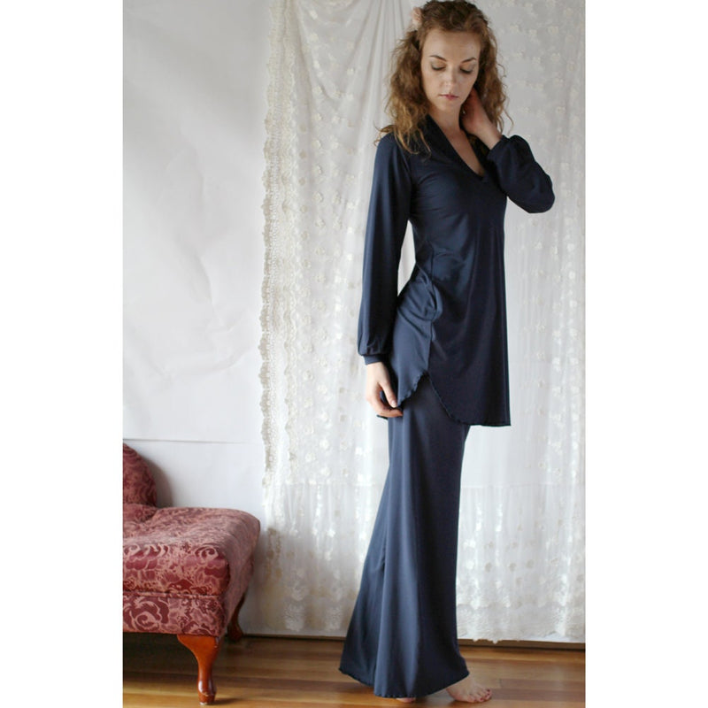 bamboo pajama set including long sleeve tunic and lounge pant – Sandmaiden  Sleepwear