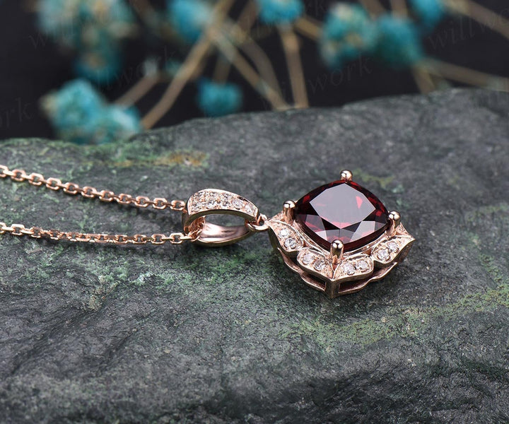 diamond red garnet necklace