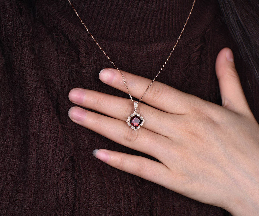 diamond red garnet necklace