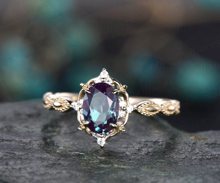 Alexandrite engagement ring