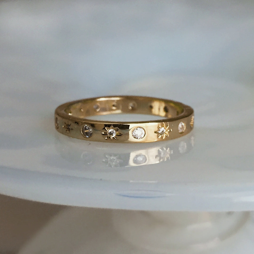 The Moon and Stars Stacking Ring