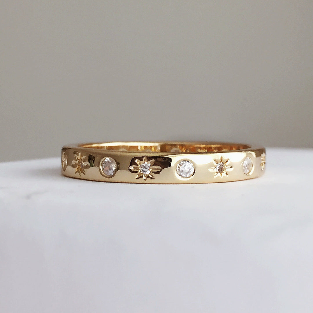 The Moon and Stars Stacking Ring