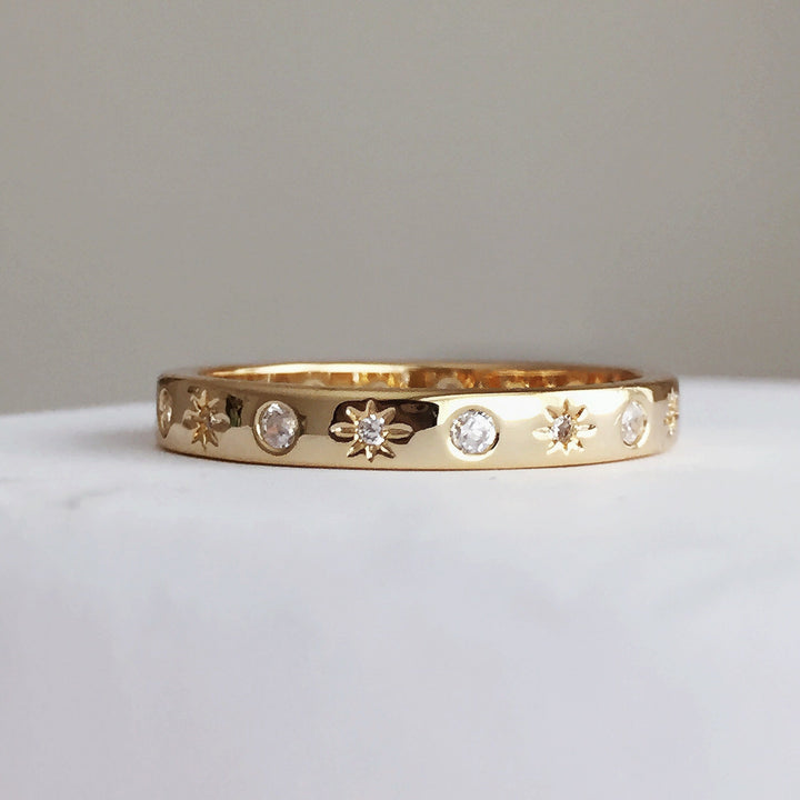 The Moon and Stars Stacking Ring