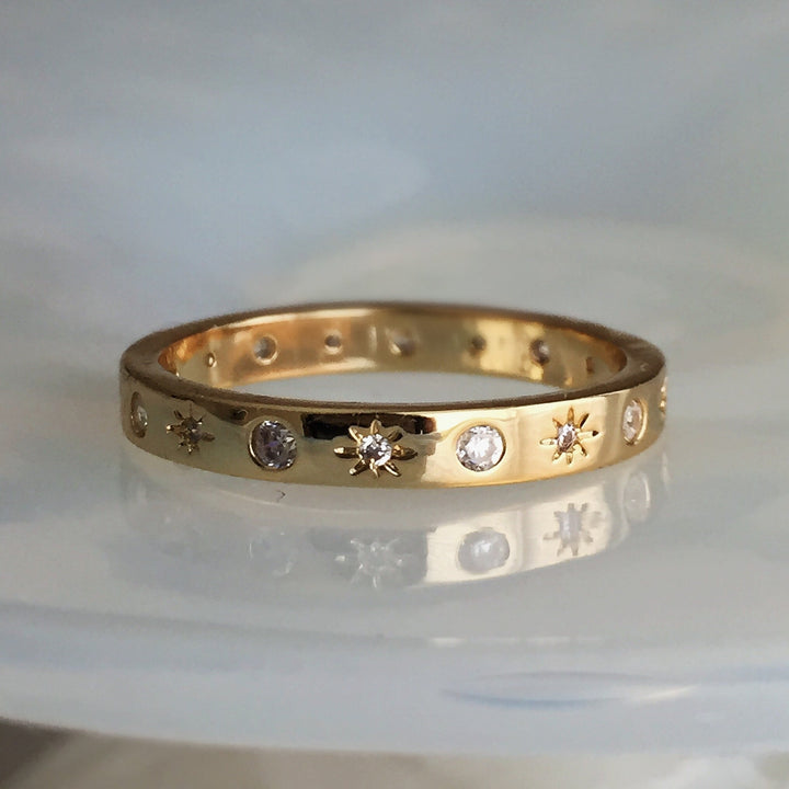 The Moon and Stars Stacking Ring