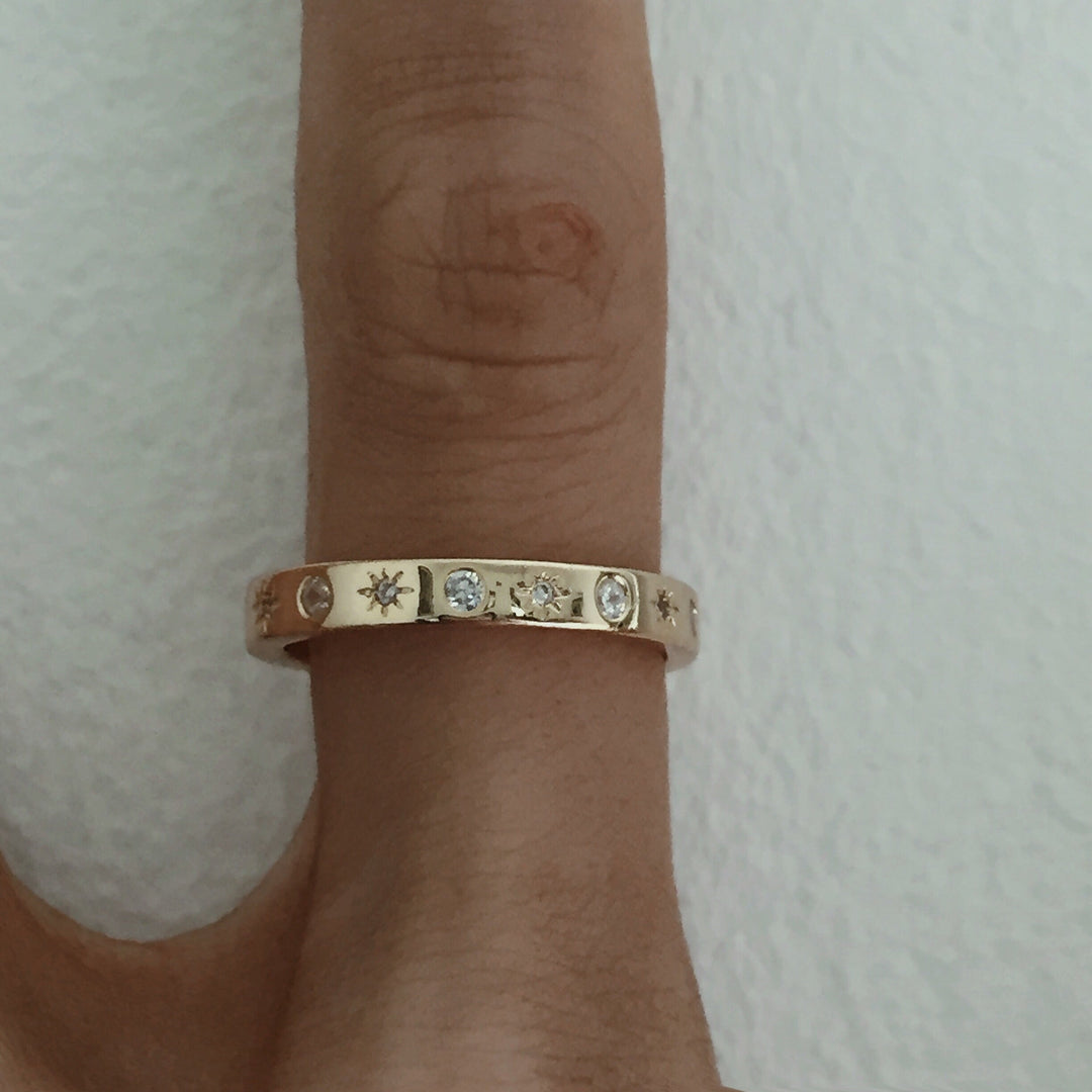 The Moon and Stars Stacking Ring