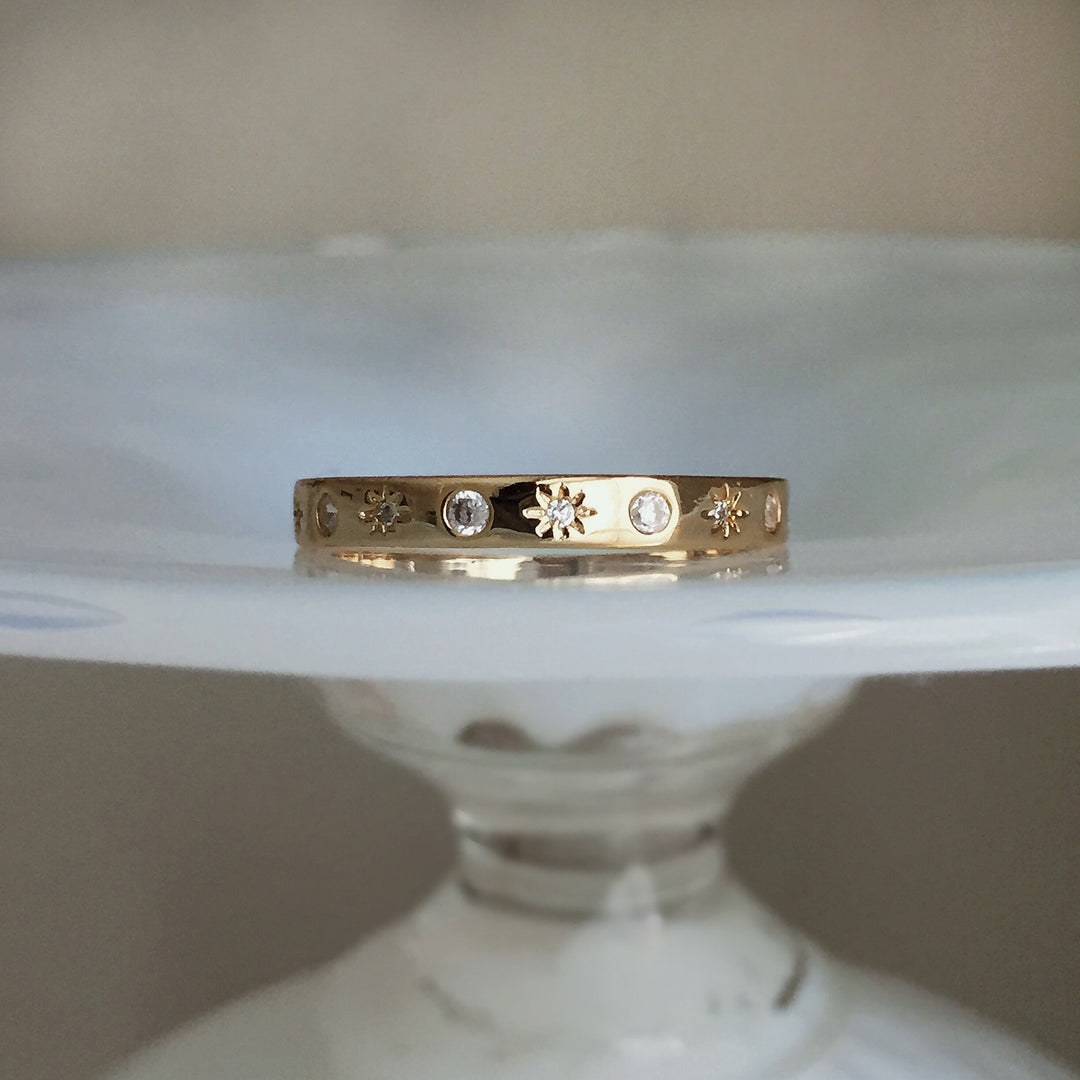 The Moon and Stars Stacking Ring