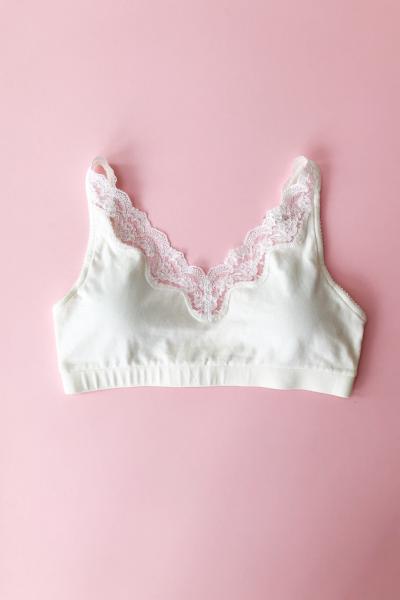 Cotton Bralette with Lace Edge