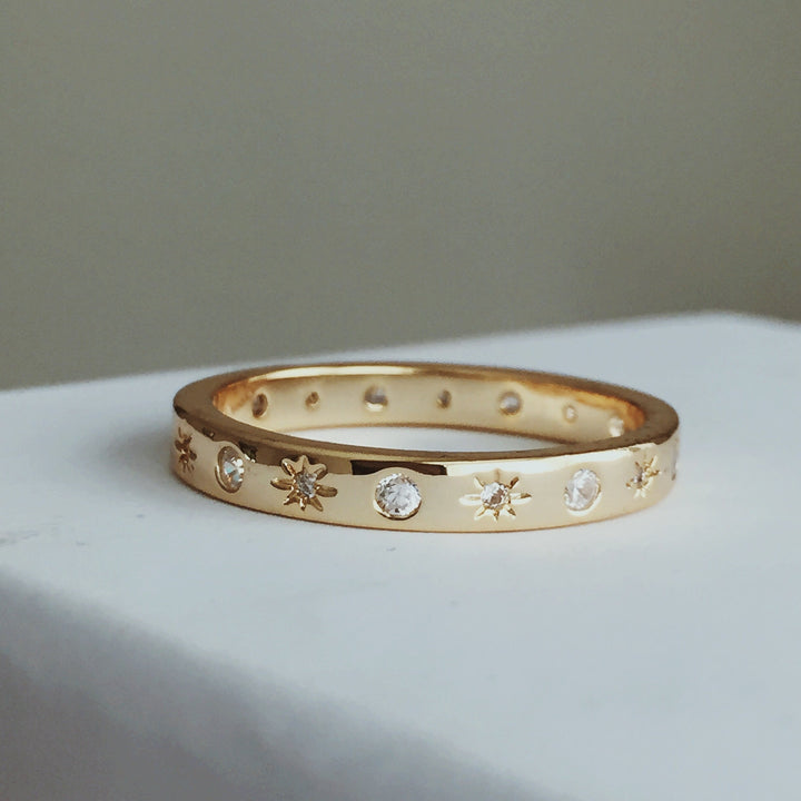 The Moon and Stars Stacking Ring