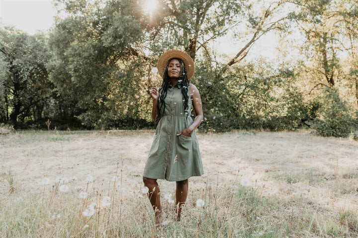 Mona Dress in Olive Linen