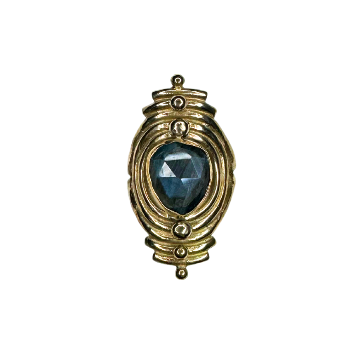 Faceted Labradorite Bronze Portal Ring- Size 9