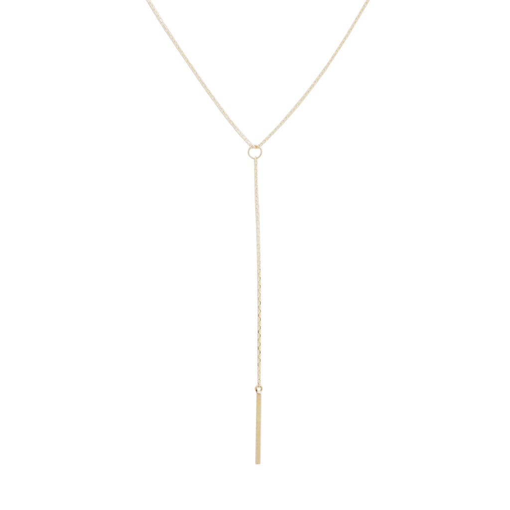 Whisper Thin Lariat Bar Necklace, 14k Gold