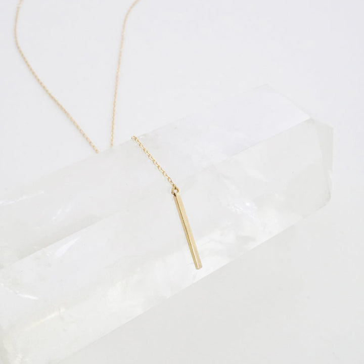 Whisper Thin Lariat Bar Necklace, 14k Gold