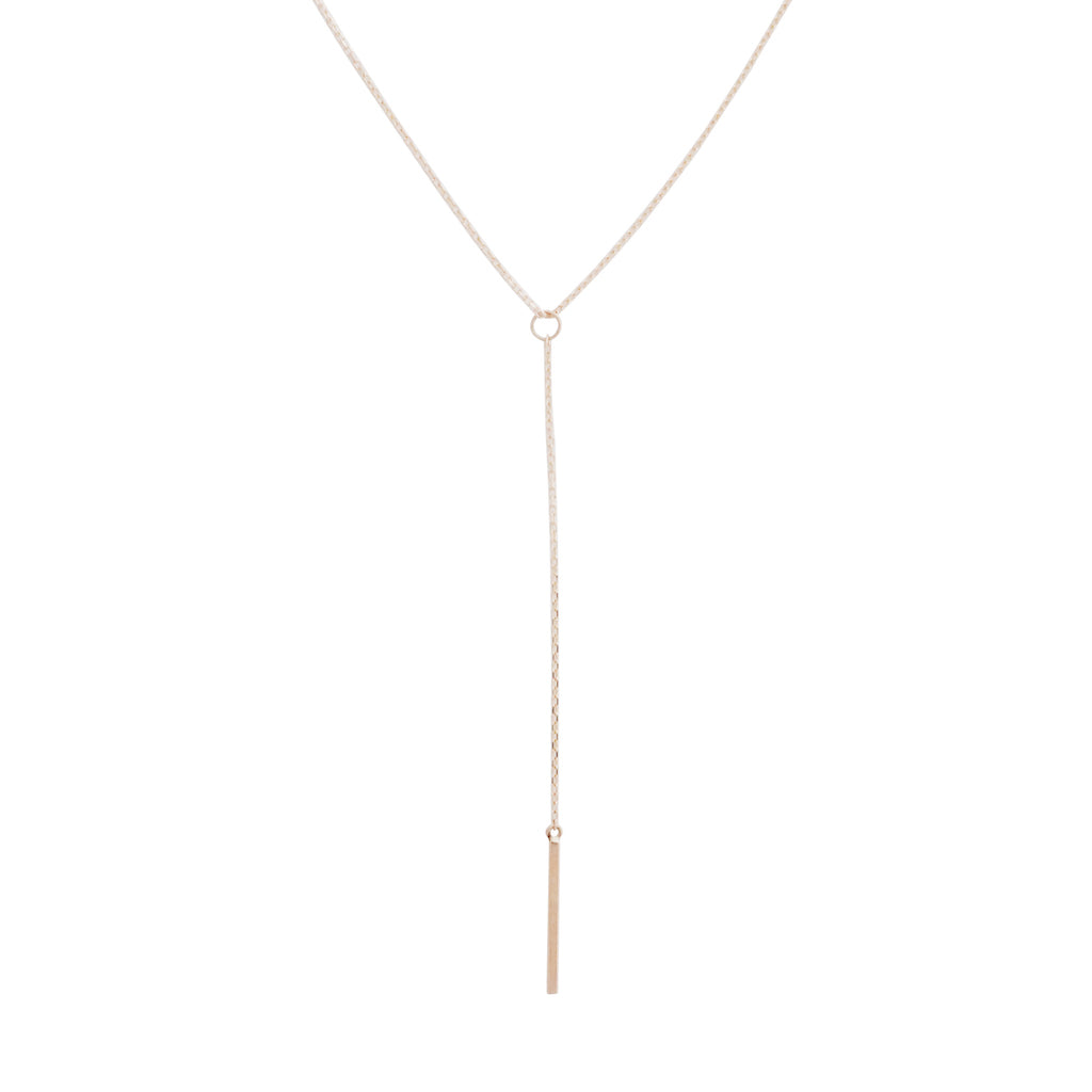 Whisper Thin Lariat Bar Necklace, 14k Gold