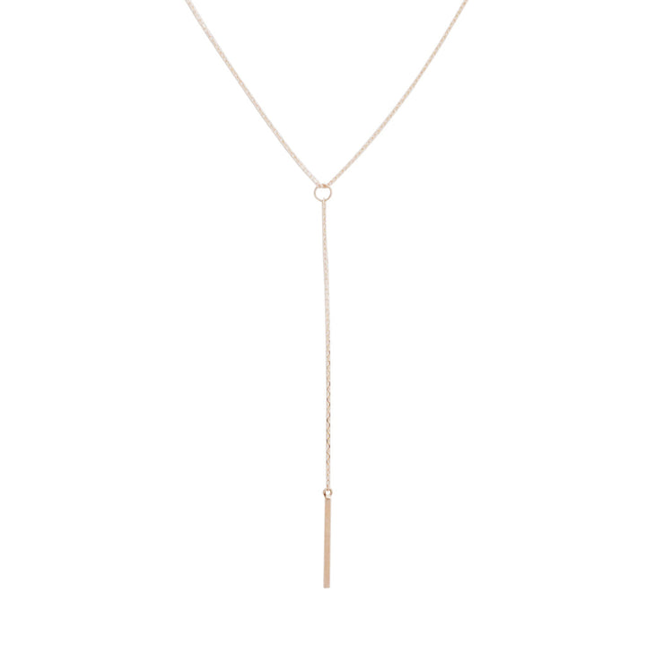 Whisper Thin Lariat Bar Necklace, 14k Gold