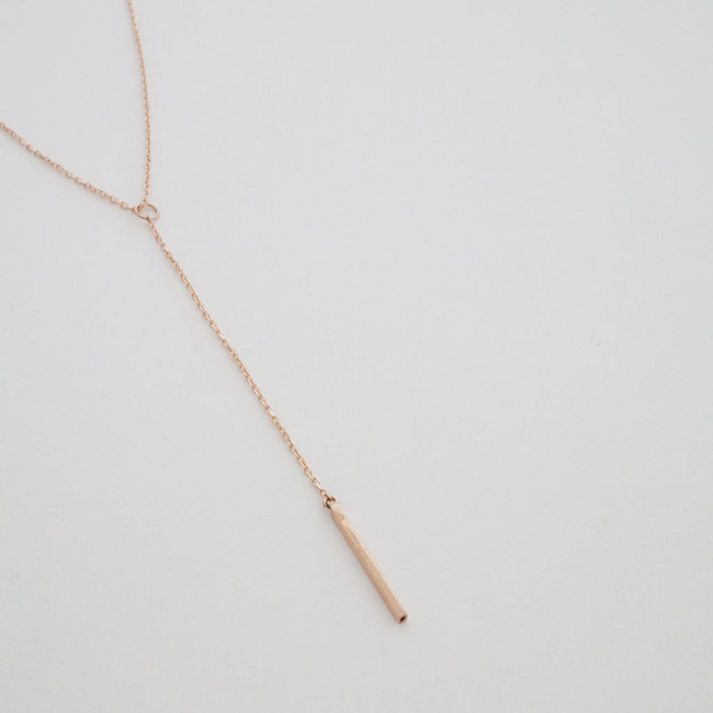 Whisper Thin Lariat Bar Necklace, 14k Gold