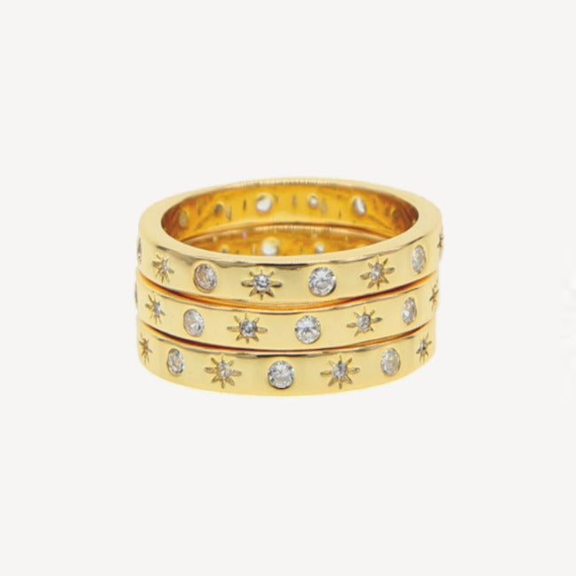 The Moon and Stars Stacking Ring