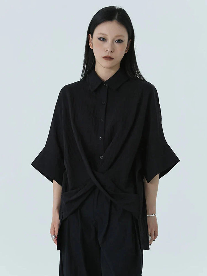 Marga Short Sleeve Blouse - Black