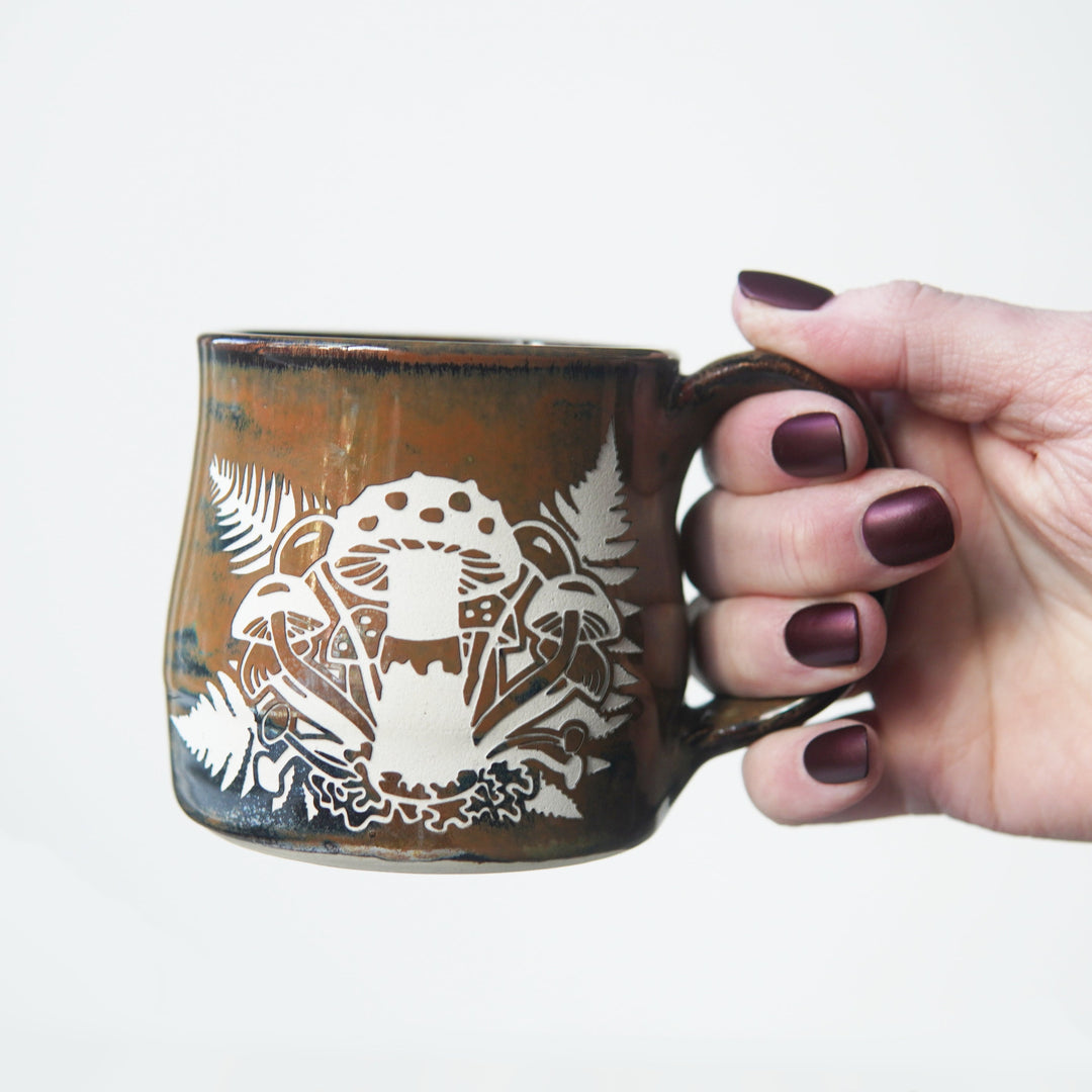 Mushroom + Ferns Mug - Hearth Collection Handmade Pottery