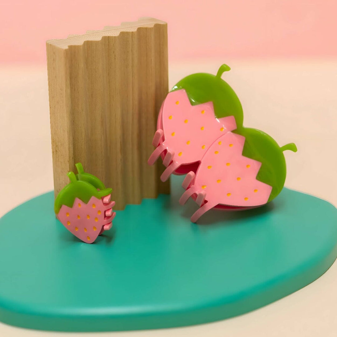 Mini Pink Strawberry Hair Claw Clip