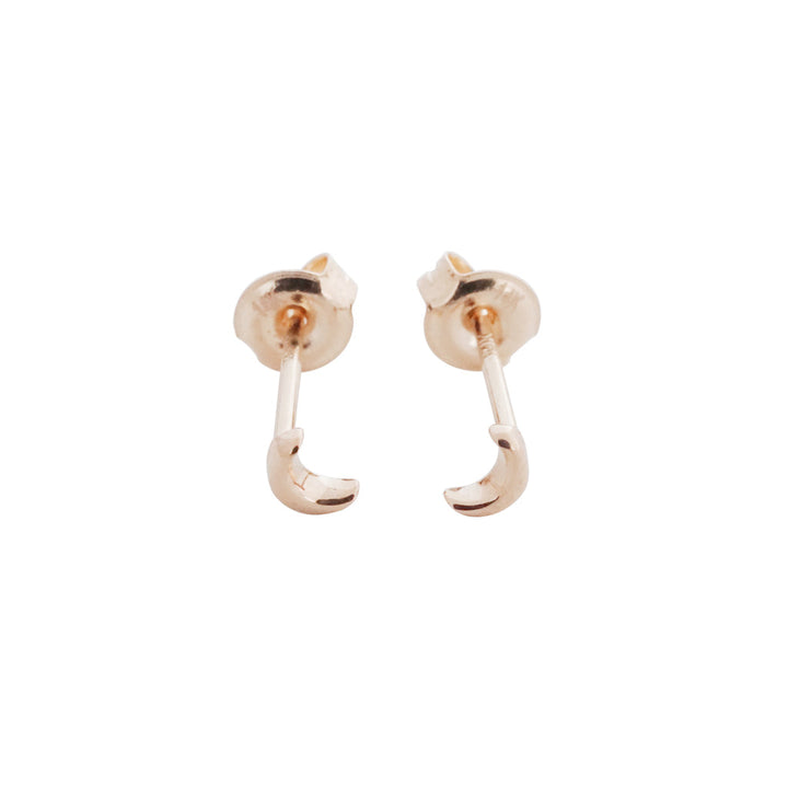 Mini Moon Studs, 14k Gold