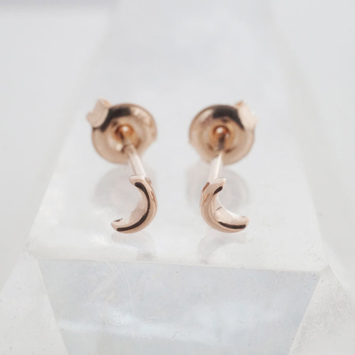 Mini Moon Studs, 14k Gold