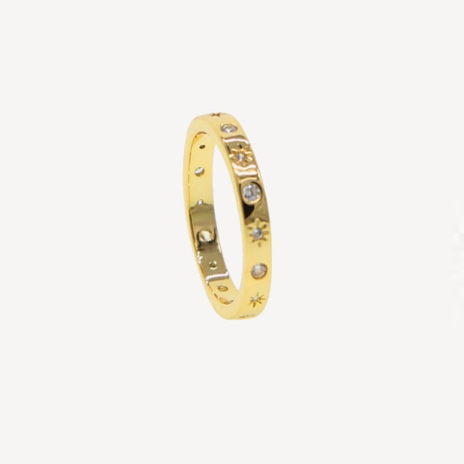 The Moon and Stars Stacking Ring