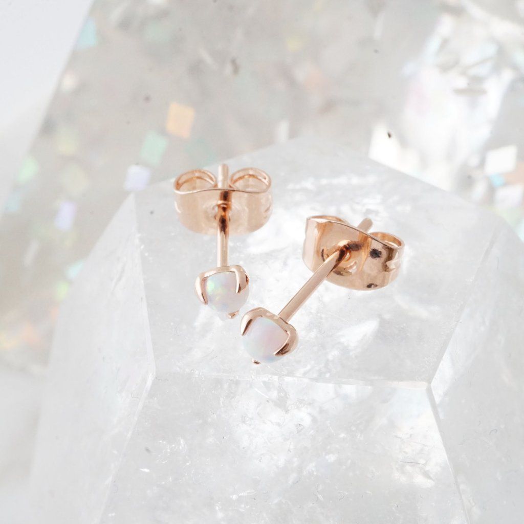 Opal Orb Solitaire Studs