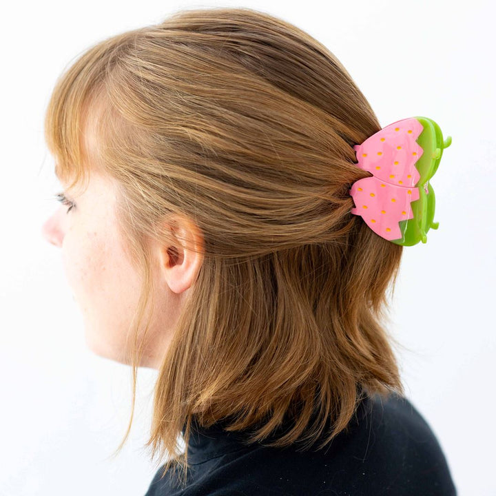 Large Pink Strawberry Hair Claw Clip