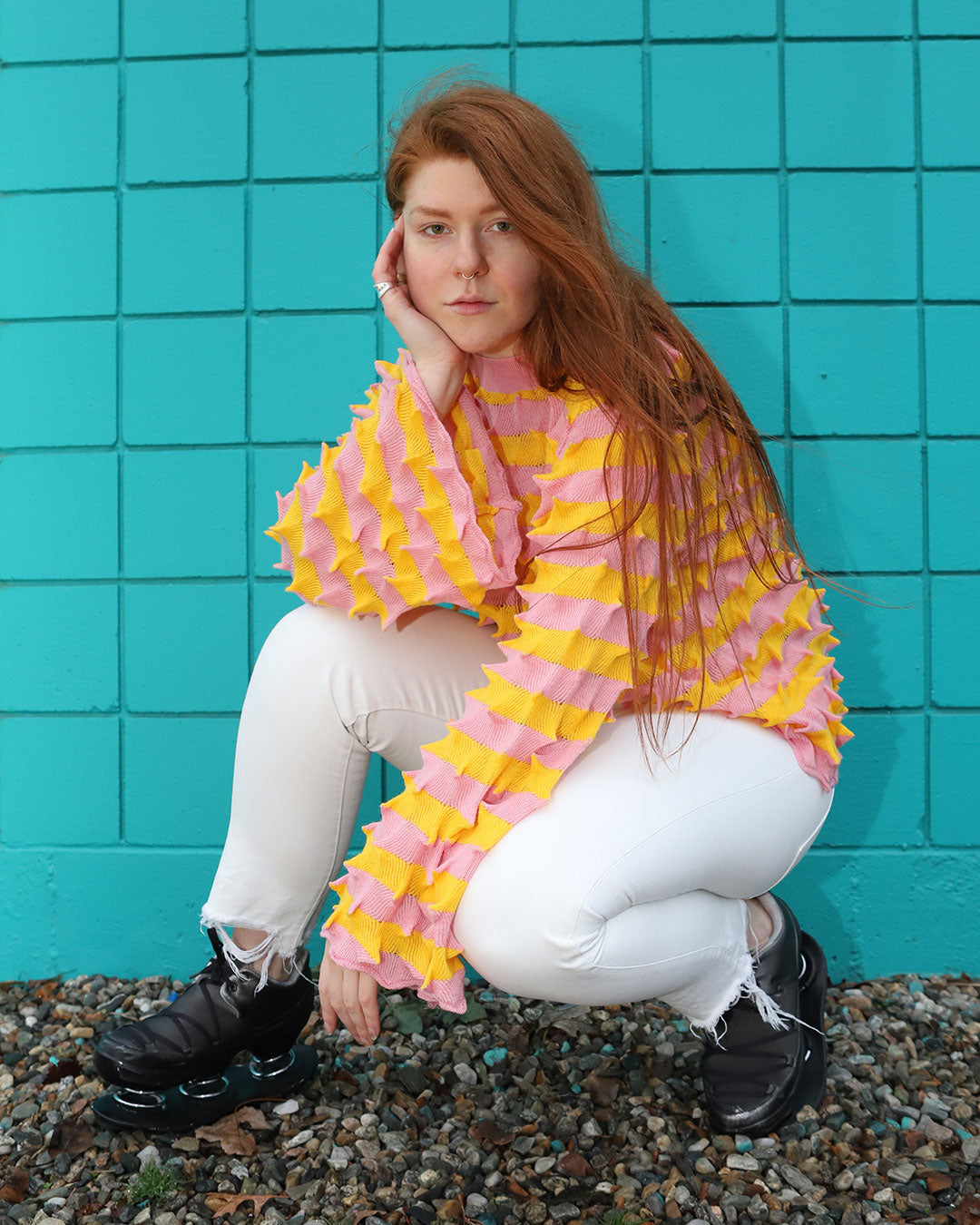 Spiky Pink and Yellow Sweater