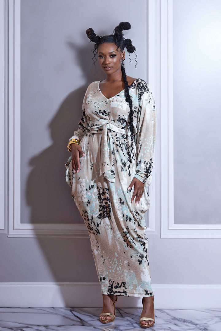 Long Sleeved Ice Slouch Maxi Dress- JIBRI