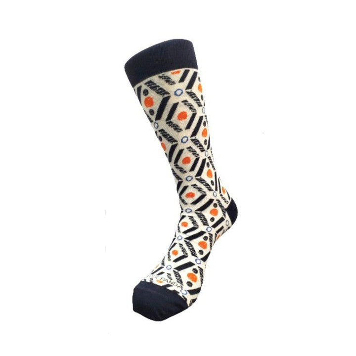 Salmon and Navy Blue Patterned Socks (Adult Large) from the Sock Panda