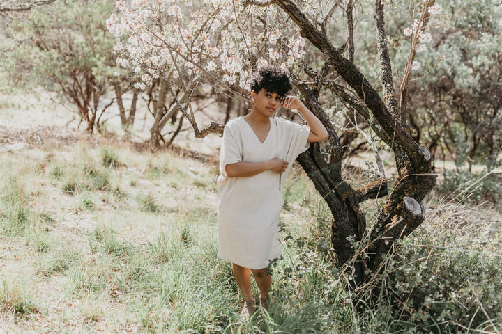 Cocoon Dress in Oat Linen