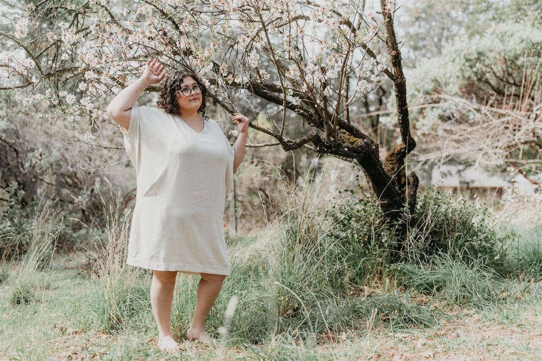 Cocoon Dress in Oat Linen