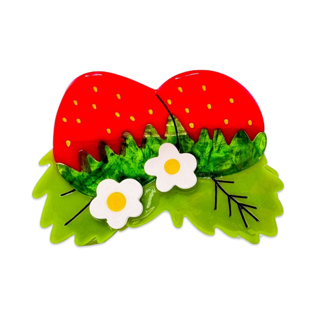 Large Strawberries and Flowers Hair Claw Clip