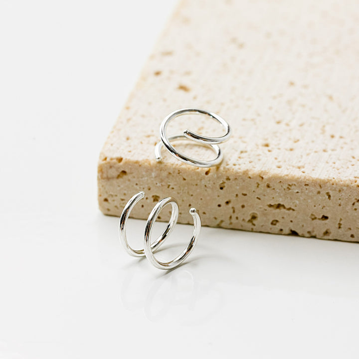 Tiny Twist Double Huggie Earrings