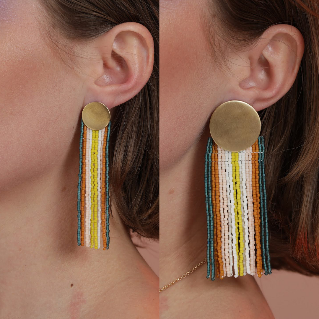 Groovy Stripes Beaded Earrings (2 sizes)