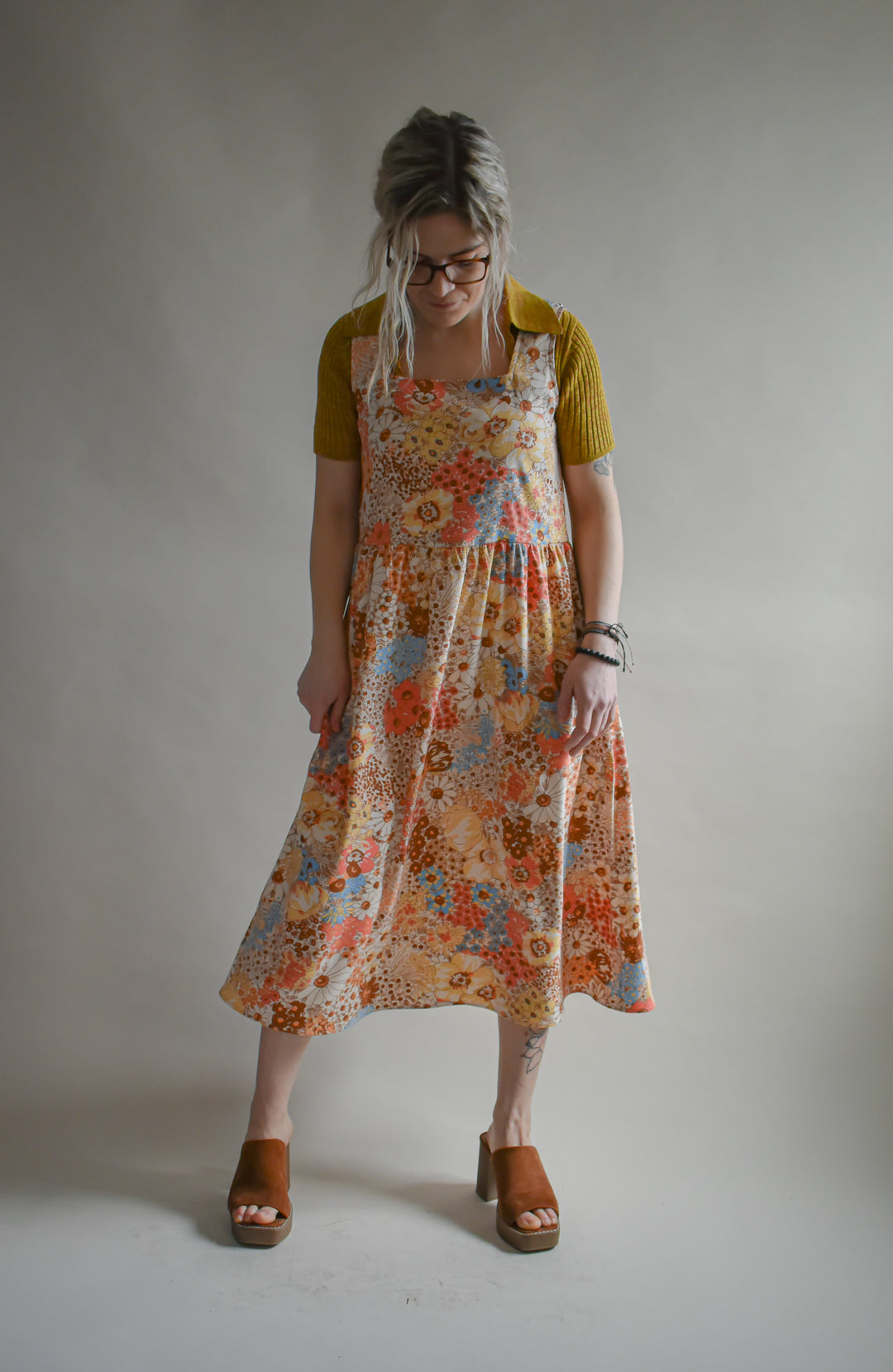 Gwendolyn Dress in 70s Saffron Floral