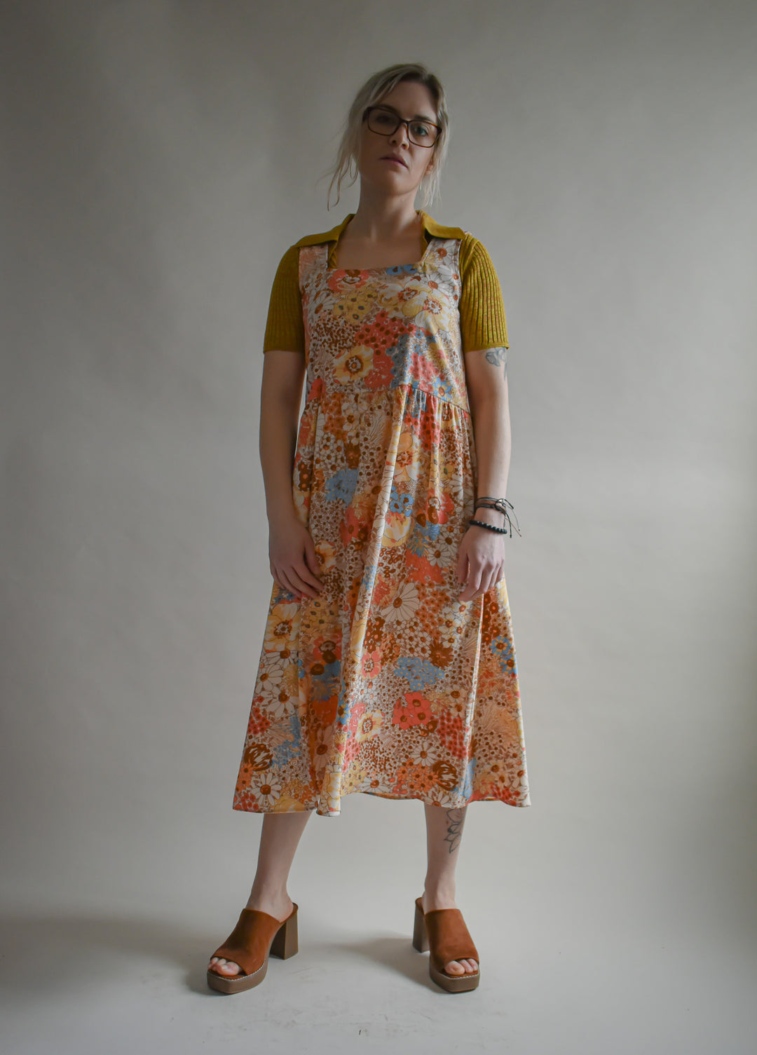 Gwendolyn Dress in 70s Saffron Floral