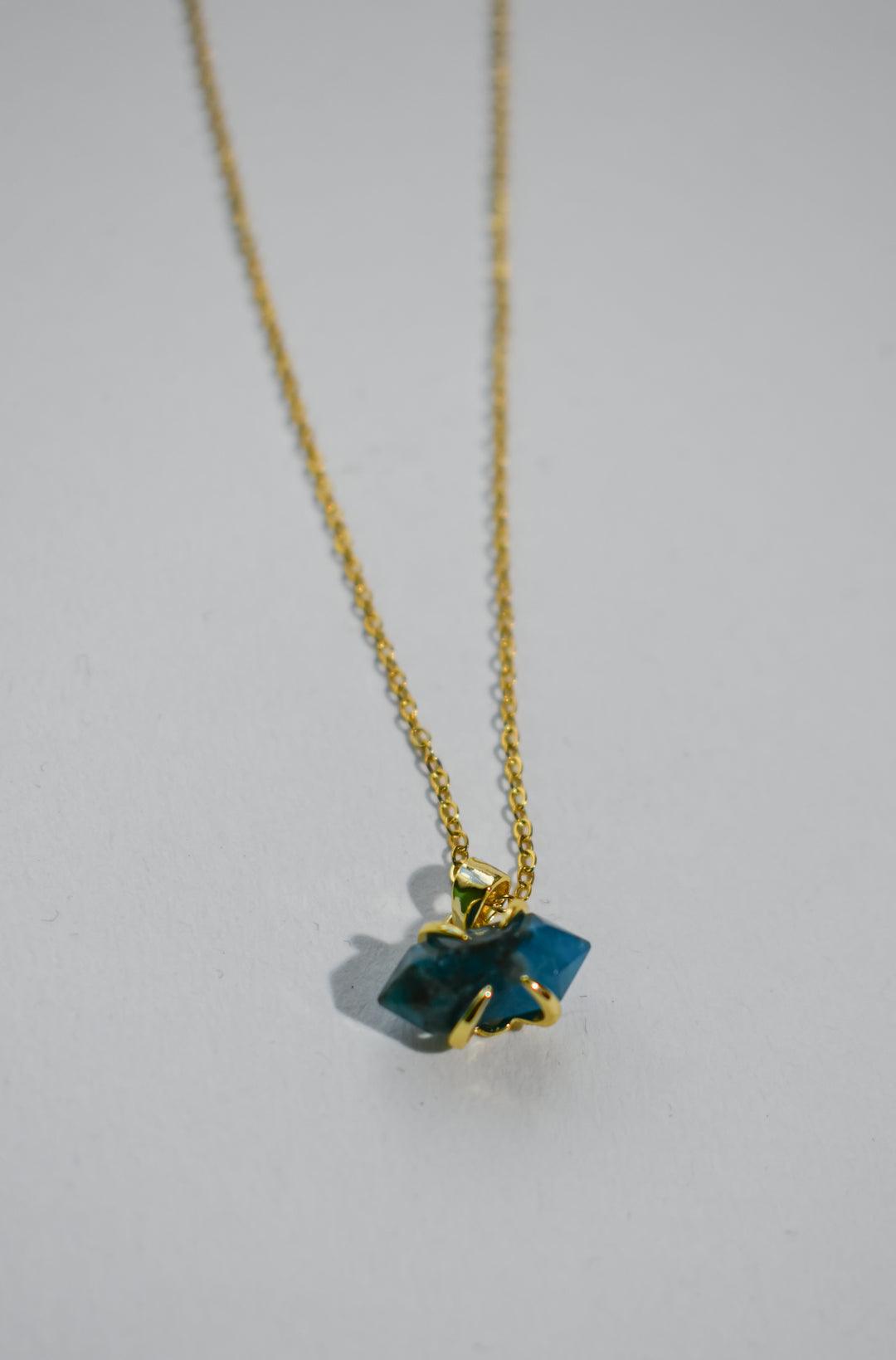 Hexagonal Crystal Gemstone & Brass Necklace