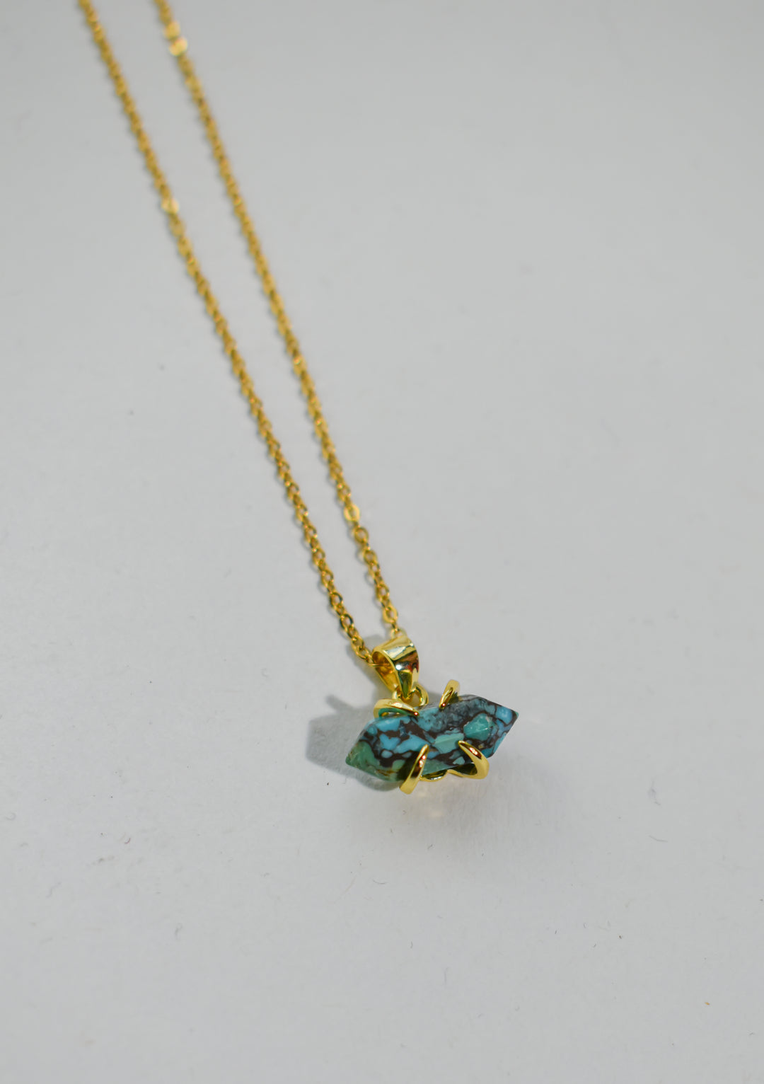 Hexagonal Crystal Gemstone & Brass Necklace