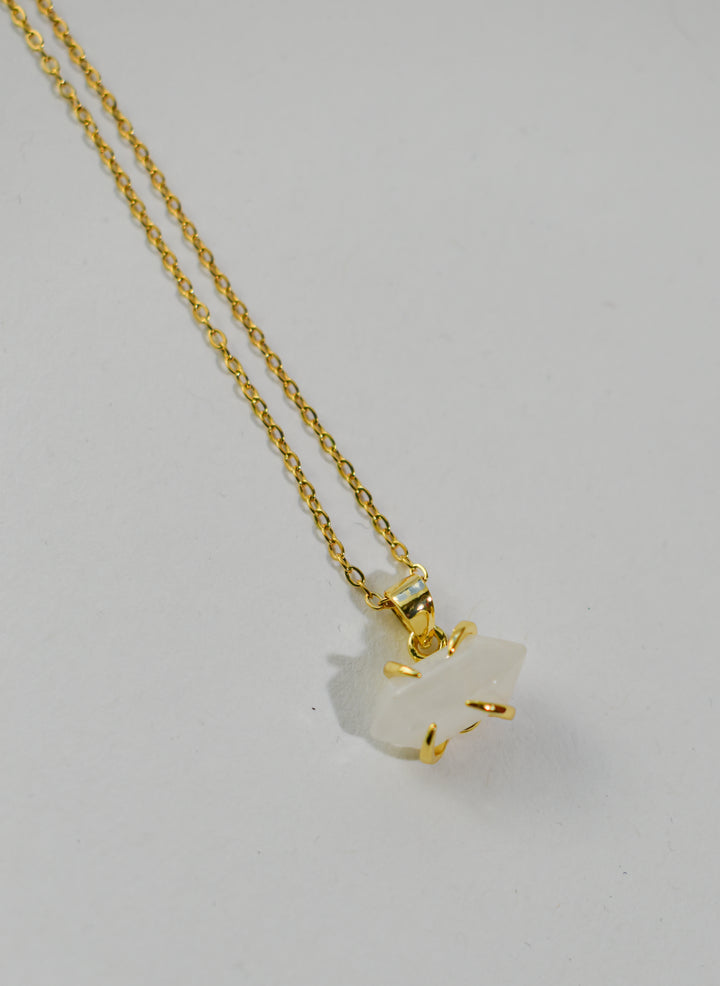 Hexagonal Crystal Gemstone & Brass Necklace